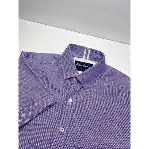 Robert Graham Modern Americana Tailored Fit Short Sleeve Shirt Purple Size Large